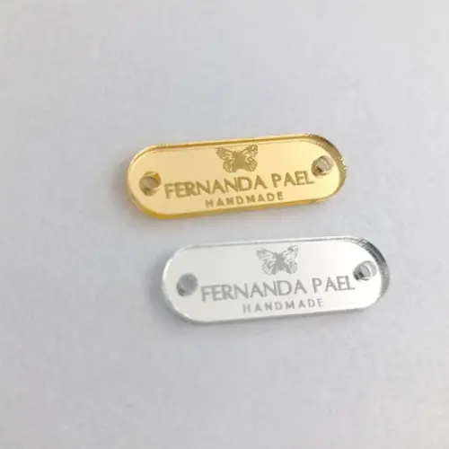 100 Tags 3x1cm em Acrilico Dourado, Rose ou Prata