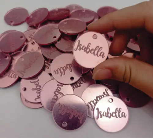 10 Tags de 3cm Diâmetro em Acrílico Espelhado