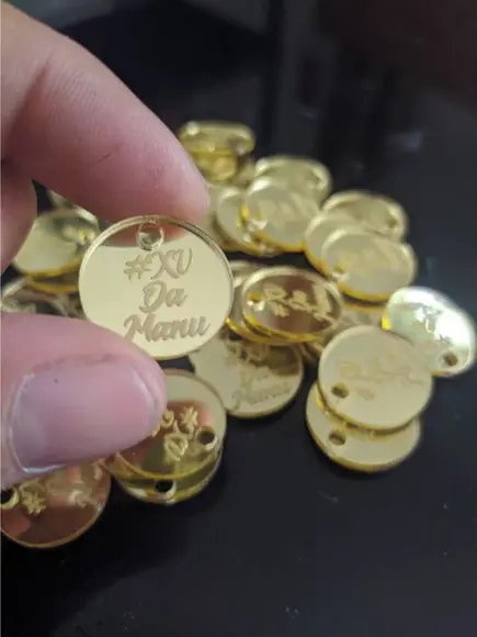 100 Tags de 2cm de Diâmetro em Acrílico Espelhado