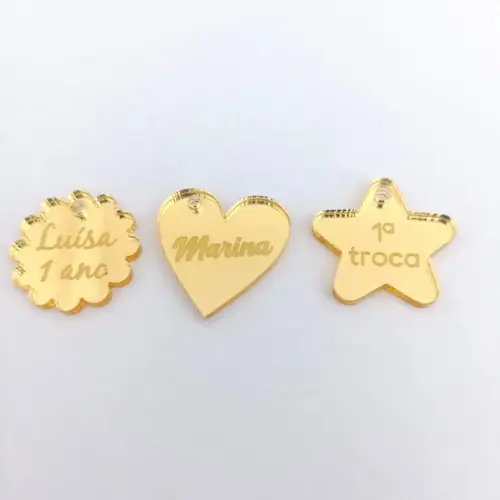 100 Tags de 2cm em Acrílico Espelhado