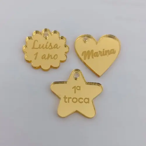 100 Tags de 2cm em Acrílico Espelhado