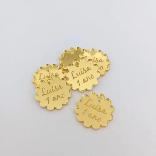 100 Tags de 2cm em Acrílico Espelhado