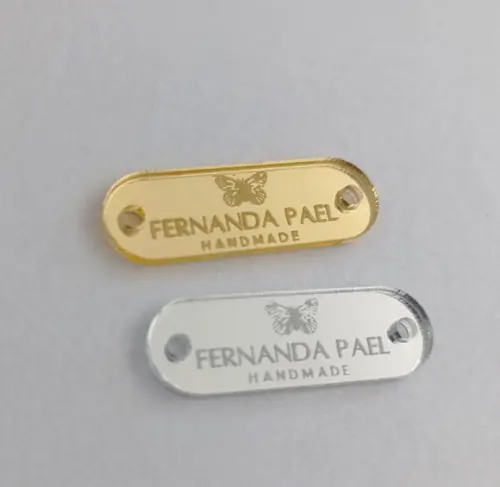 50 Tags 3x1cm em Acrílico Dourado, Prata ou Rosê