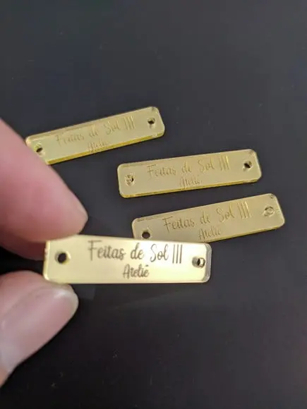 50 Tags 4x1cm em Acrílico Espelhado