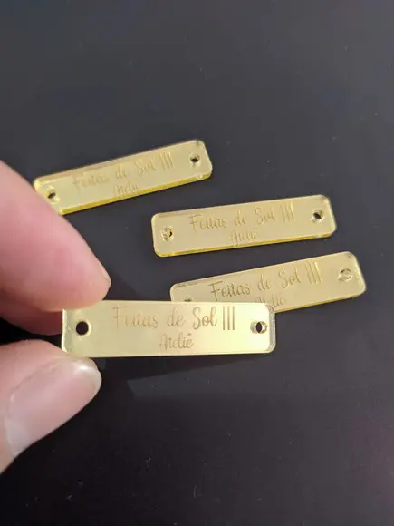 50 Tags 4x1cm em Acrílico Espelhado