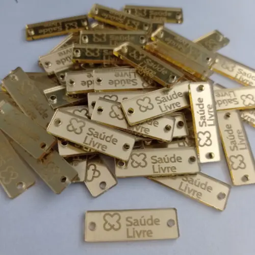 50 Tags 5x2cm em Acrílico Dourado, Prata ou Rosê