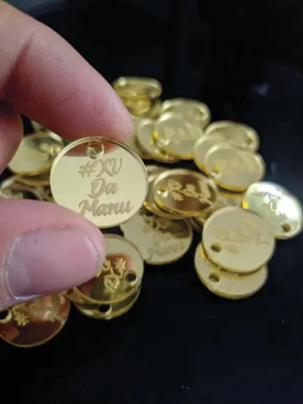 500 Tags de 2cm de Diâmetro em Acrílico Espelhado