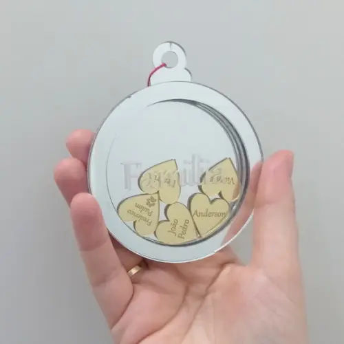 Enfeite Bola de Natal Familia com Nomes
