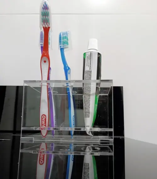 Suporte para Escova e Pasta de Dentes de Acrílico Cristal