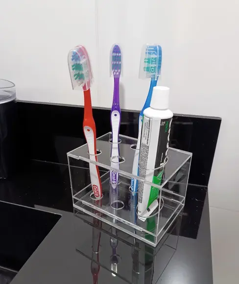 Suporte para Escova e Pasta de Dentes de Acrílico Cristal