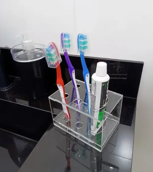 Suporte para Escova e Pasta de Dentes de Acrílico Cristal