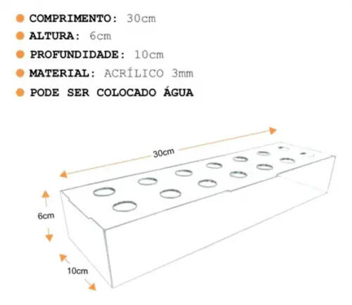 Vaso de Flores em Acrílico 3mm Centro Mesa
