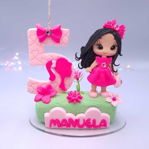 Topo de Bolo Barbie Personalizado em Biscuit .