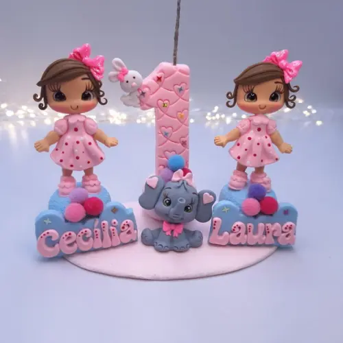 Mini Topinhos Circo Rosa Gêmeas,gêmeos Biscuit