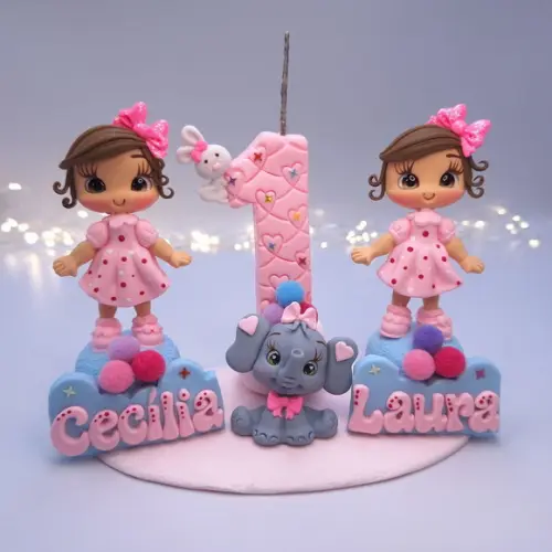 Mini Topinhos Circo Rosa Gêmeas,gêmeos Biscuit