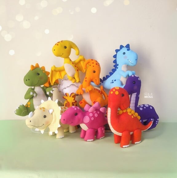 Centro de Mesa Dinossauro em Feltro (8 Peças)