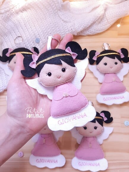 Chaveiro Anjinha Feltro com Nome