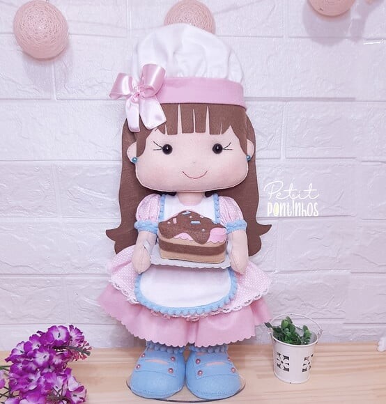 Confeiteiras em Feltro | Doceria | Kit com 3 Bonecas