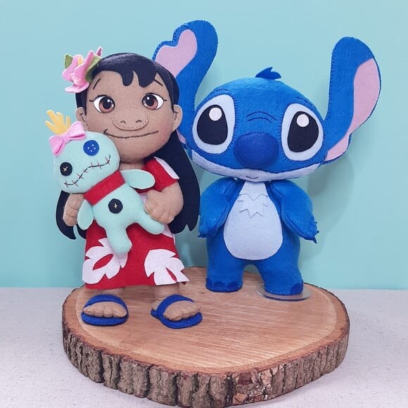Kit Lilo e Stitch 18cm (2 Peças) em Feltro
