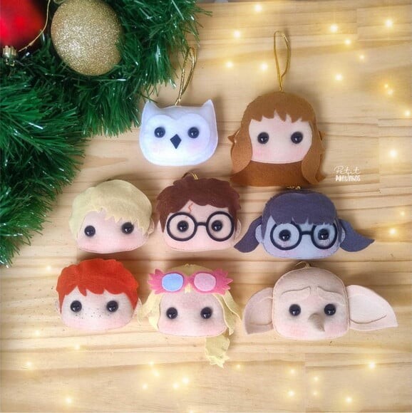 Kit Pingentes de Natal Harry Potter (8 Peças)