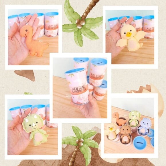 Lembrancinha Dinossauro Baby (cofrinho com Chaveiro)
