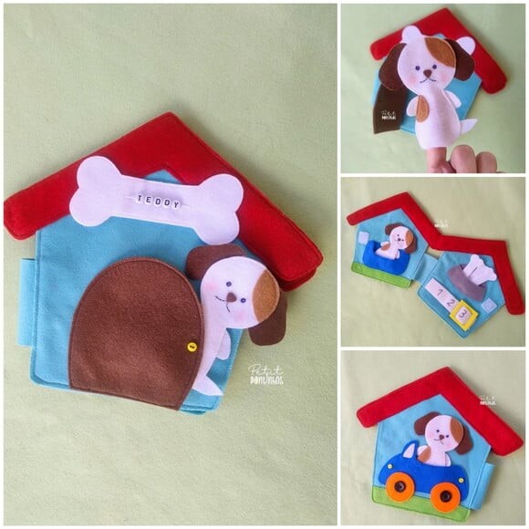 Mini Quiet Book Cachorrinho com Dedoche