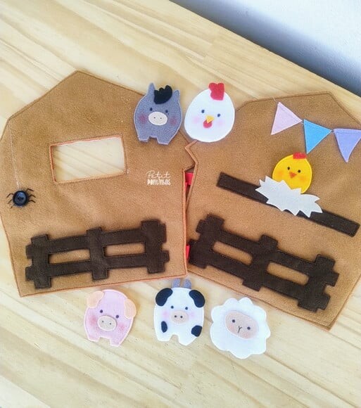 Mini Quiet Book Fazendinha com Dedoches