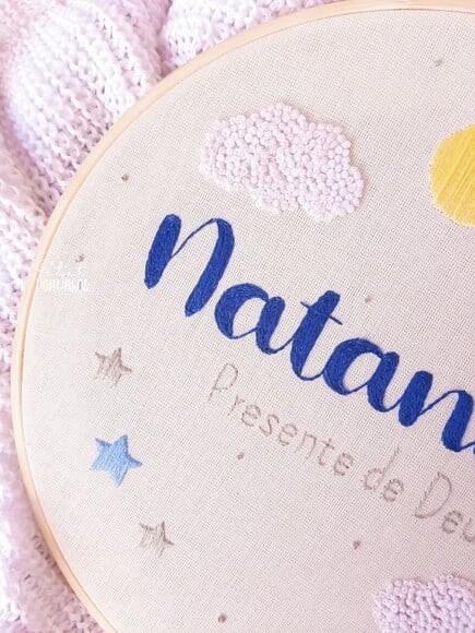 Porta Maternidade Bastidor Nuvens e Estrelas