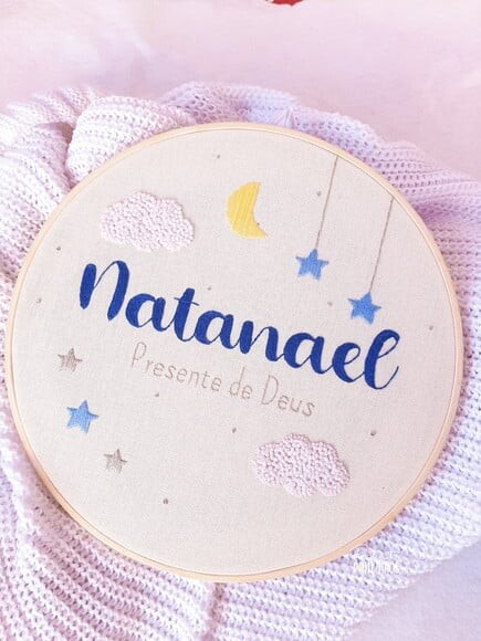 Porta Maternidade Bastidor Nuvens e Estrelas
