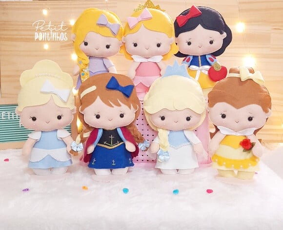 Princesas em Feltro Kit (14 Princesas) 20cm