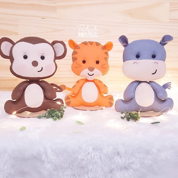 Safari em Feltro Centro de Mesa Kit 20cm (7 Peças)