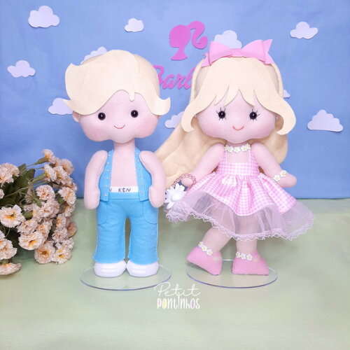 Barbie e Ken em Feltro (kit 2 Peças)