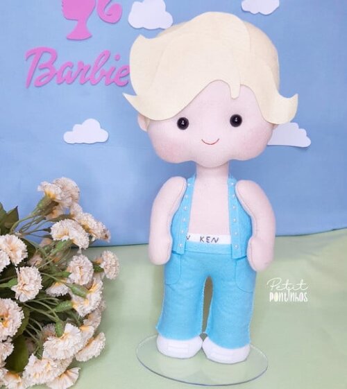 Barbie e Ken em Feltro (kit 2 Peças)