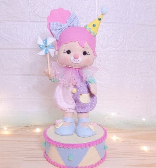 Centro de Mesa Circo Rosa 27cm Palhacinha