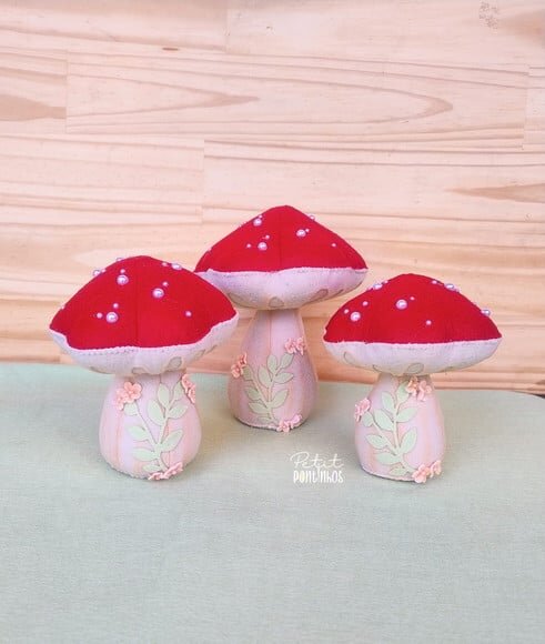 Centro de Mesa Cogumelos - Trio (13 e 15cm)