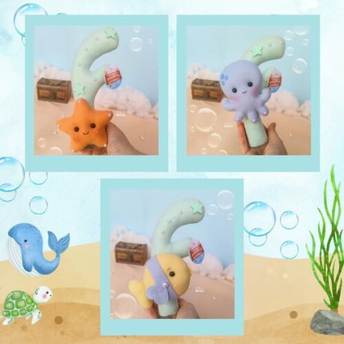 Centro de Mesa Fundo do Mar com Tag Personalizada ( 6 Peças)