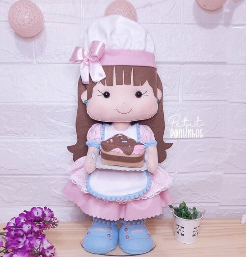 Confeiteiras em Feltro | Doceria | Kit com 3 Bonecas