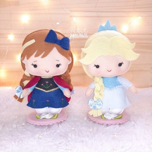 Elsa e Ana (frozen) em Feltro (kit) 15cm