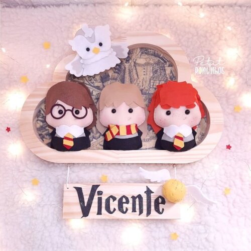 Enfeite de Porta Maternidade Harry Potter Nichonuvem Pinus