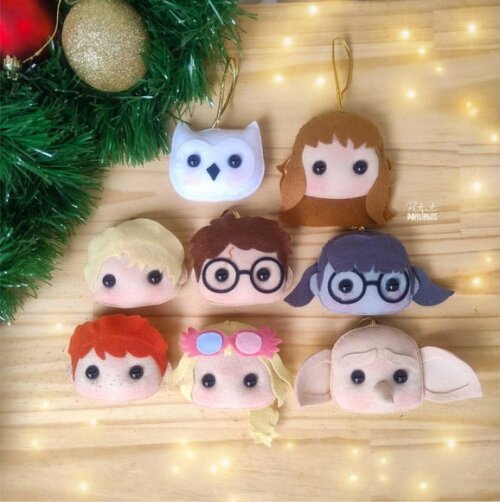 Kit Pingentes de Natal Harry Potter (8 Peças)