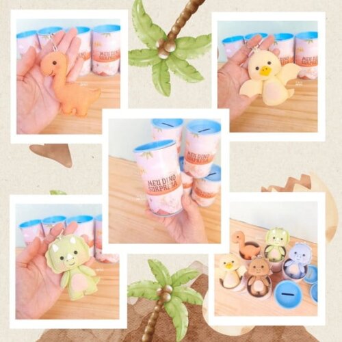 Lembrancinha Dinossauro Baby (cofrinho com Chaveiro)