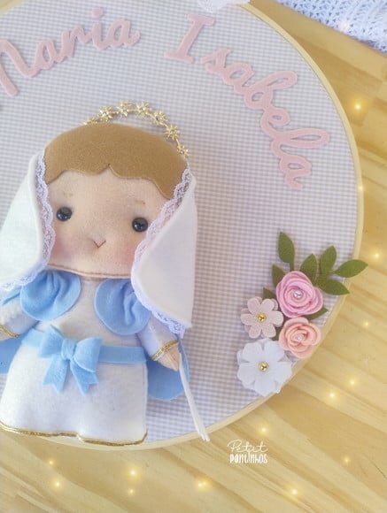 Porta Maternidade Bastidor Bordado Nossa Senhora das Graças