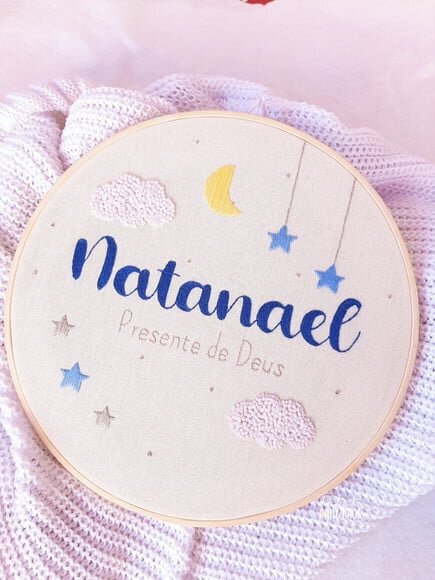 Porta Maternidade Bastidor Nuvens e Estrelas