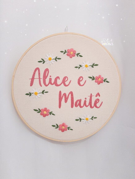 Porta Maternidade Bastidor Magaridas 25cm (2 Nomes)