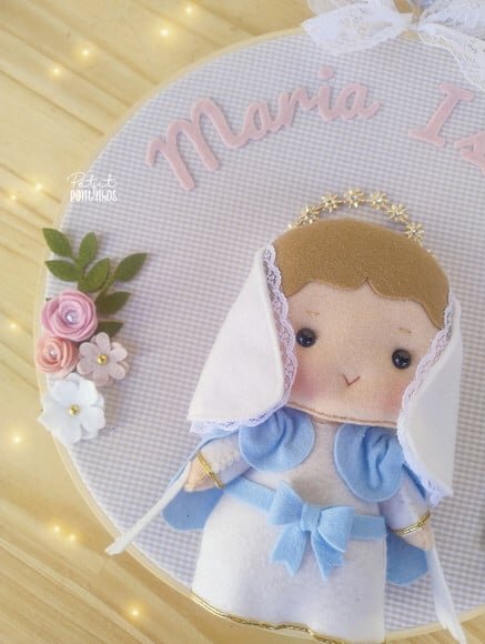 Porta Maternidade Bastidor Bordado Nossa Senhora das Graças