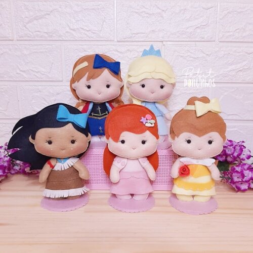 Princesas em Feltro Kit de 15cm (10 Peças)
