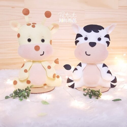 Safari em Feltro Centro de Mesa Kit 20cm (7 Peças)