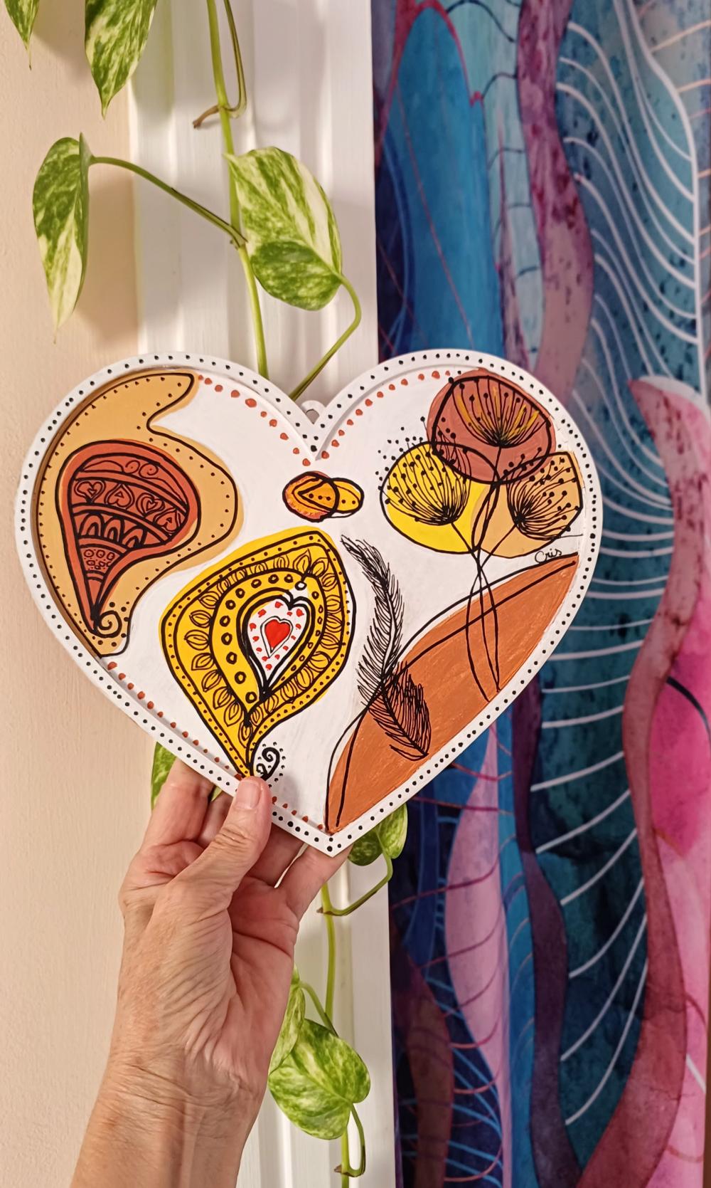 Quadro Decorativo Coração Pintura Orgânica