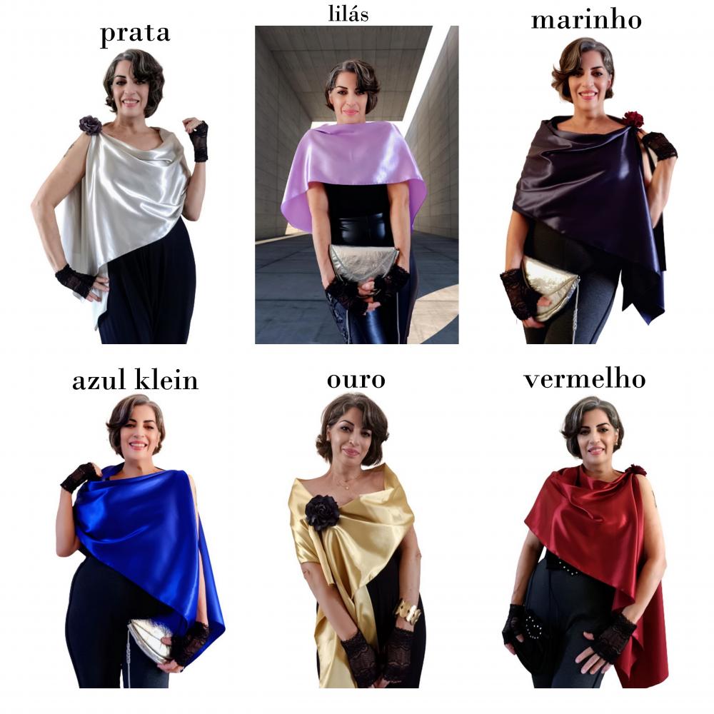 Echarpe Festa Brilho Cetim Cor a Escolher