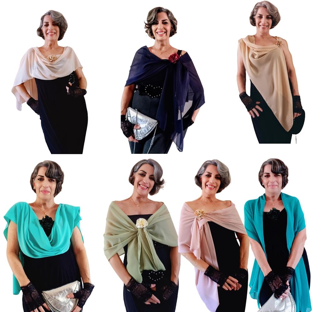 Echarpe Festa Musseline Transparente Várias Cores a Escolher